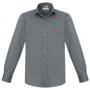 Monaco Mens Long Sleeve Stretch Shirt (Platinum) with green logo